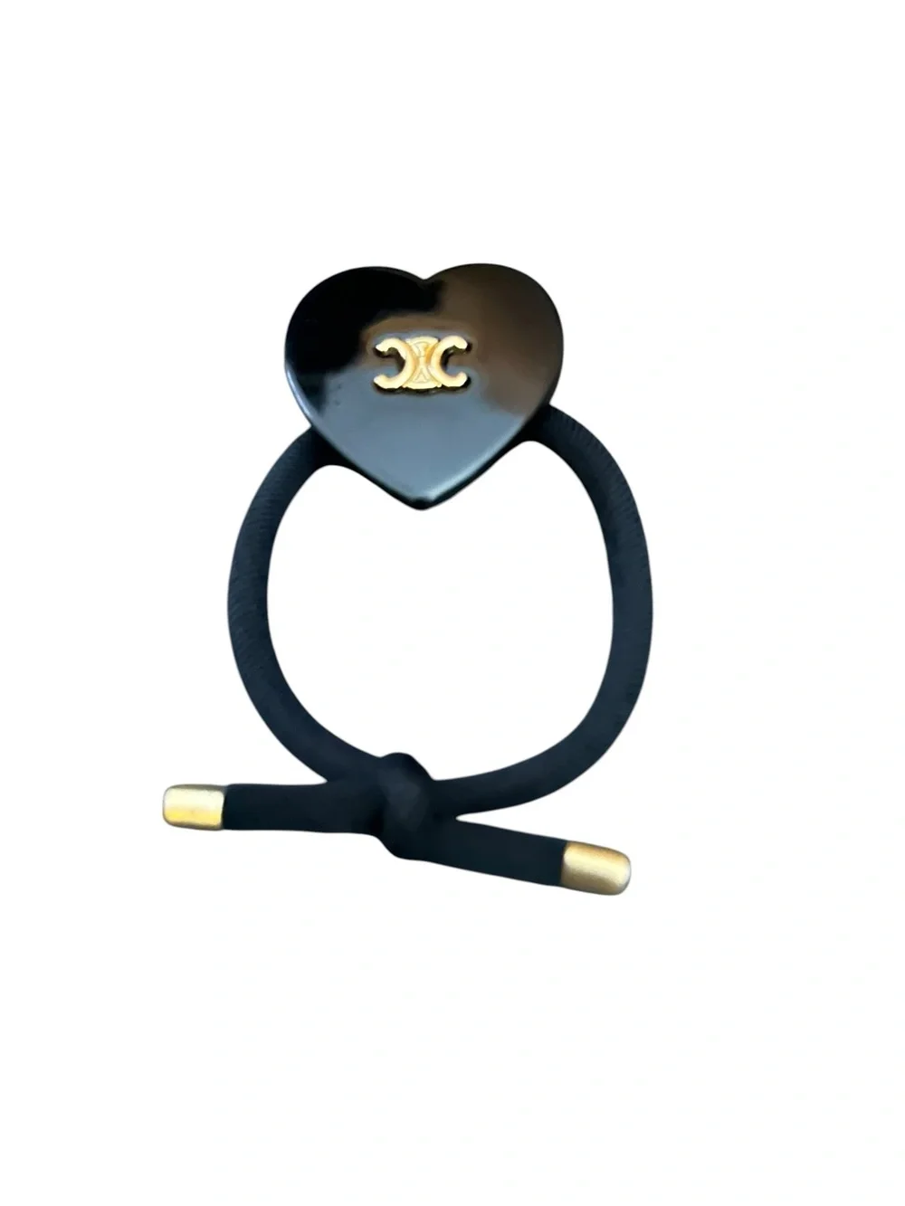 Black Heart Hair Tie with Gold Accent